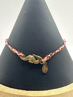 925 Alex and Ani Precious Threads Gold Seahorse Red Braided Bracelet